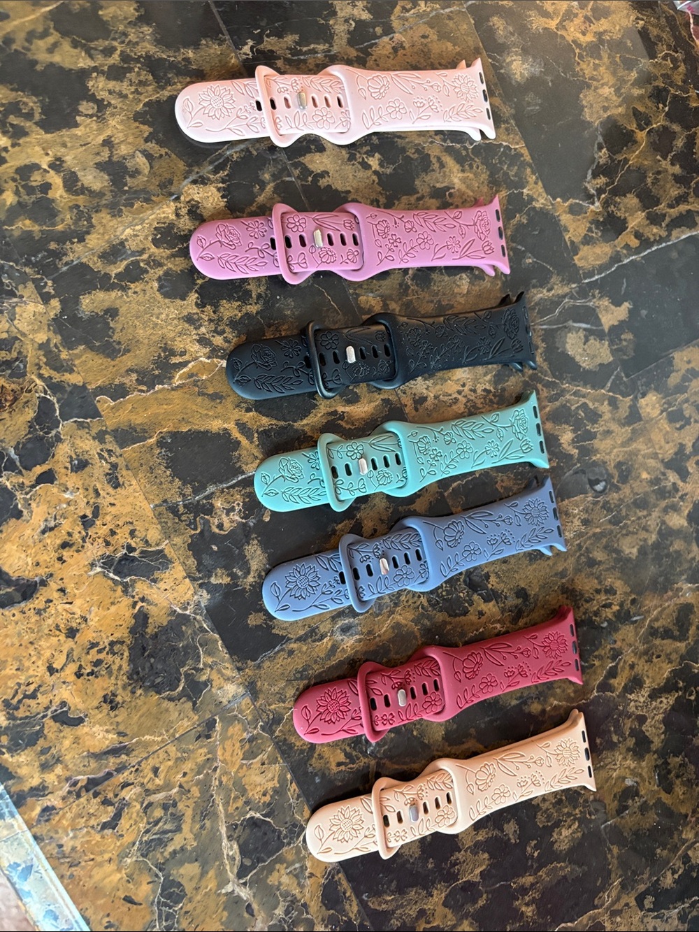 7 Floral Apple Watch Bands - multi color silicone